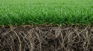 Dense Tahoma 31 bermudagrass showing high turf density and strong rooting characteristics.