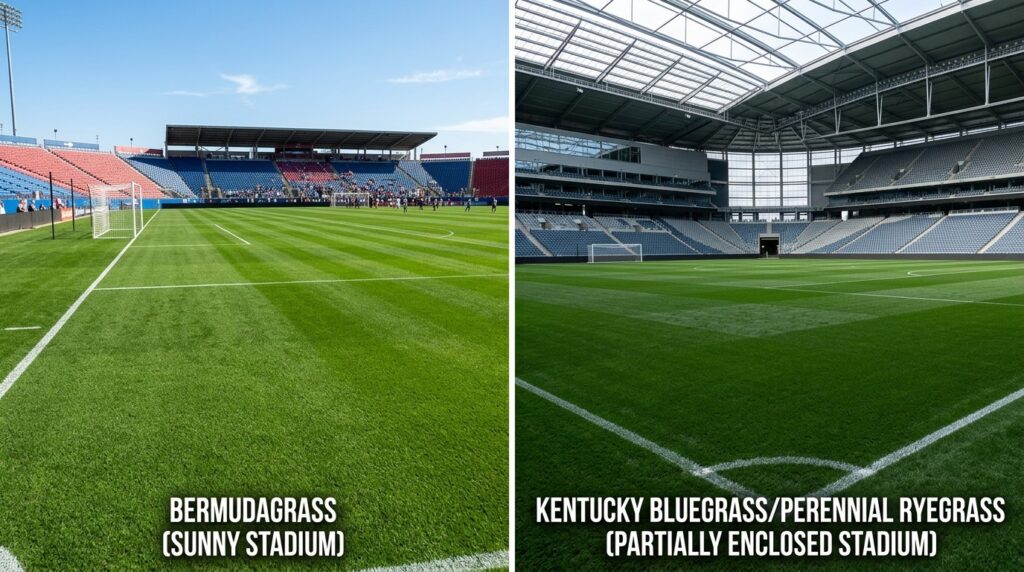 Comparison of warm-season Bermudagrass and cool-season turfgrass used on professional soccer fields